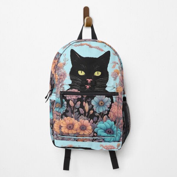 Item preview, Retro black Cat with Flowers designed and sold by Catophile.