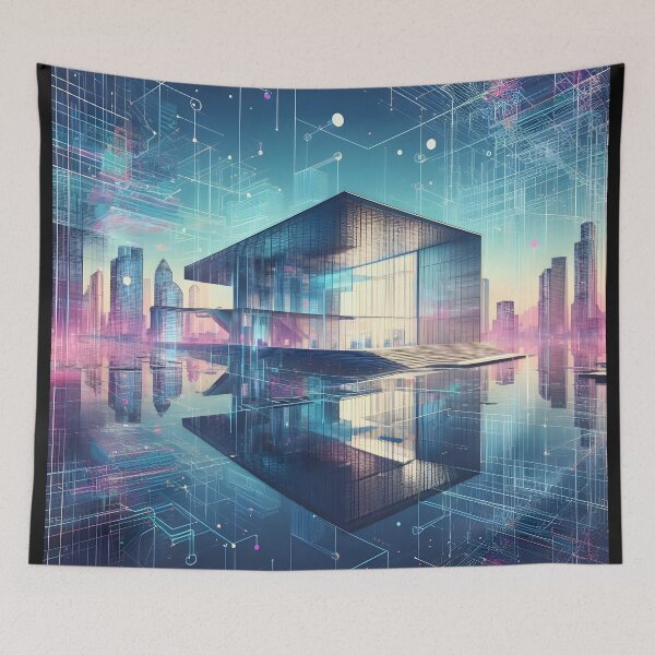 Item preview, Fluorescent Futuristic architecture designed and sold by AI-Only Creations.