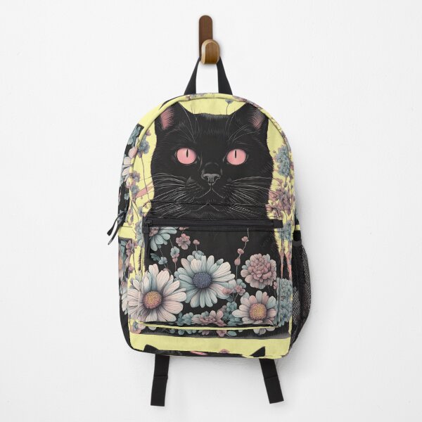 Item preview, Retro black Cat with Flowers designed and sold by Catophile.