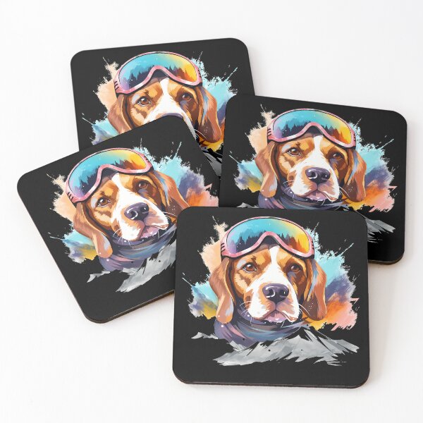 Item preview, Beagle dog in the mountains wearing ski googles designed and sold by NBSStore.