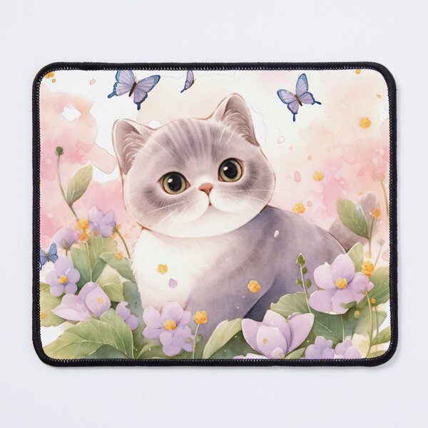 Item preview, Cat Amongst Light Purple Blooms designed and sold by LittleLuvies.