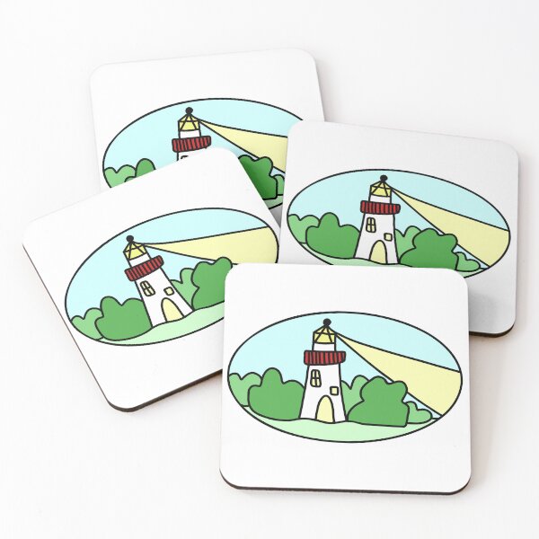 Item preview, Summery Lighthouse Cartoon Drawing in an Oval Design, made by EndlessEmporium designed and sold by EndlessEmporium.