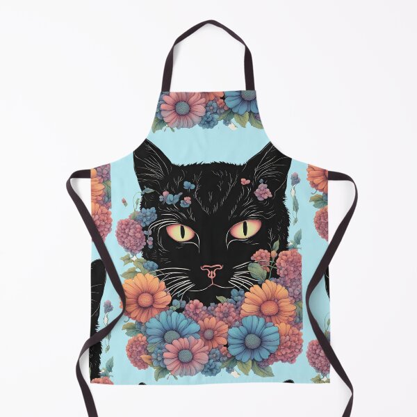 Item preview, Retro black Cat with Flowers designed and sold by Catophile.