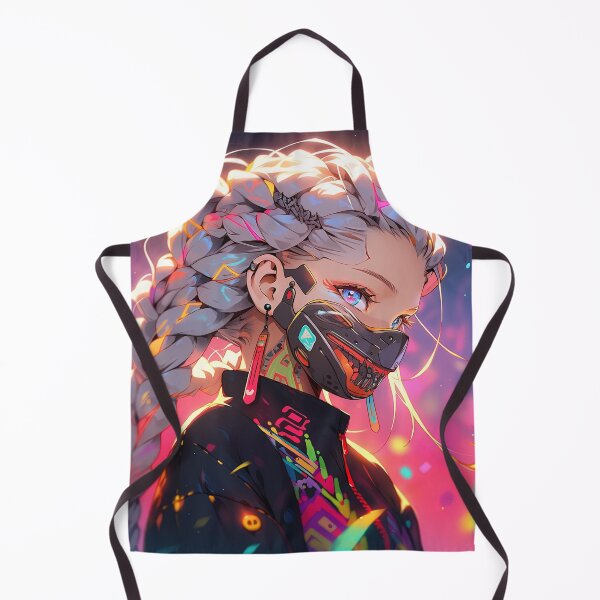 Item preview, Cute Neon Cyberpunk Masked Anime Girl designed and sold by bubblegoth.