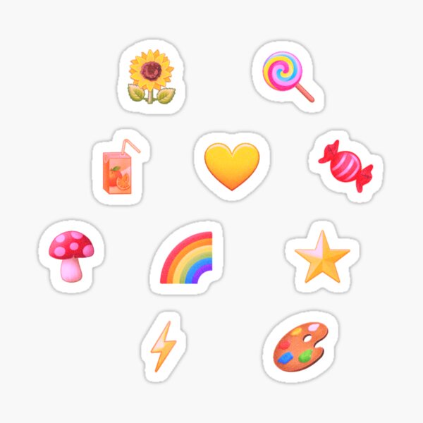 Artikel-Vorschau von Buntes Retro-Kidcore-Emojis-Paket mit niedlichen verschiedenen Formen, designt und verkauft von Kayochine.