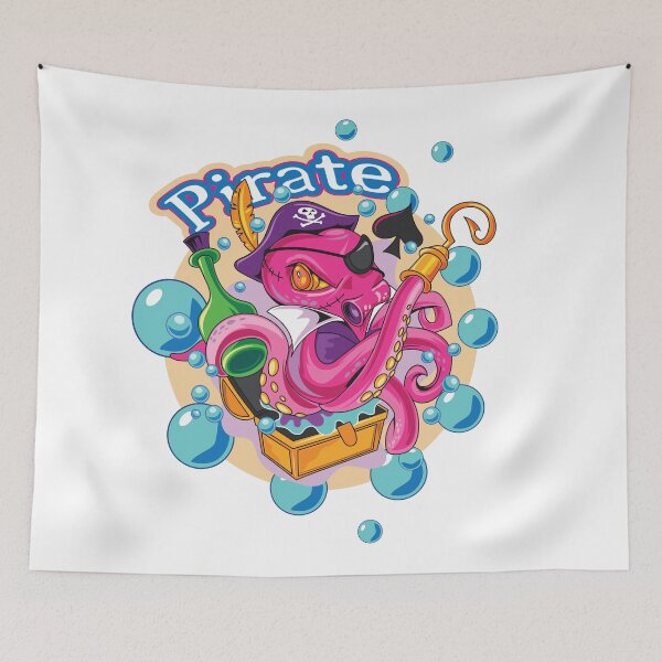 Item preview, Pink pirate octopus designed and sold by Karaxus Shop.