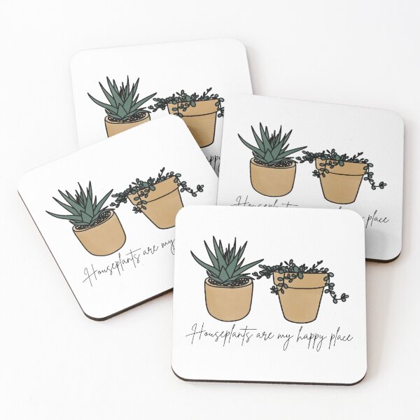 Item preview, Houseplants are my happy place quote with potted succulents designed and sold by makesbymiss.