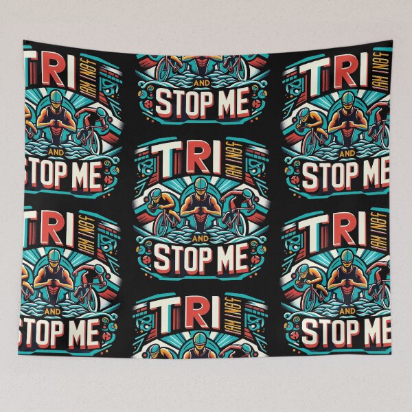 Item preview, TRI and Stop Me - Bold Triathlete Tee designed and sold by Triathlongram.