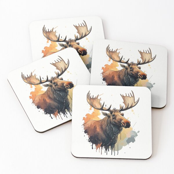 Item preview, Moose Watercolour designed and sold by CraftedRealm.