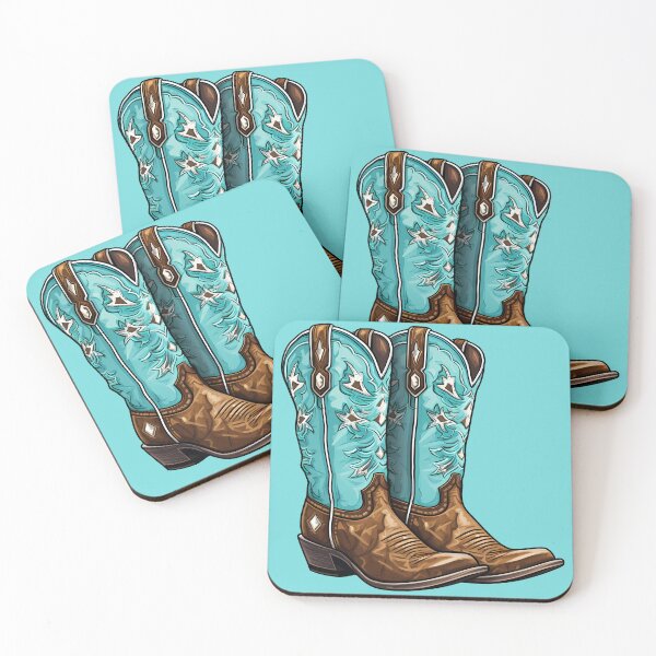 Item preview, Turquoise and Brown Duo Rustic Western Cowboy Boots designed and sold by meganohm.