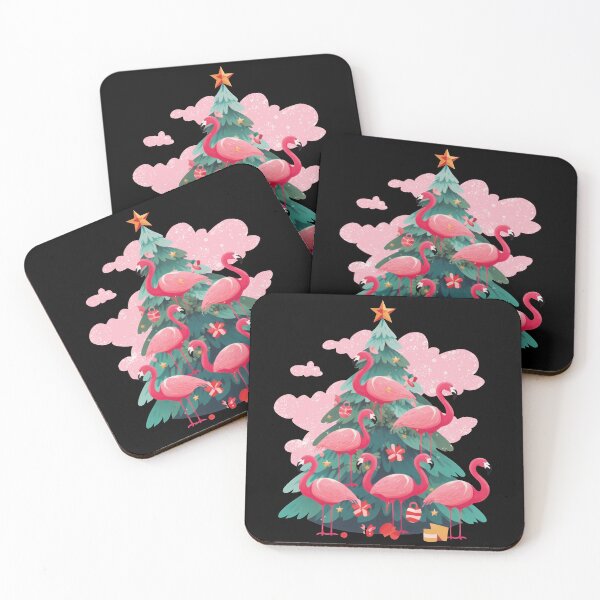 Item preview, Pink Flamingo Christmas Tree Cute Flamingos Holiday Decor designed and sold by DrawHandArt.