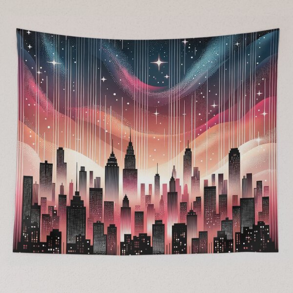 Item preview, Vibrant City Pattern Design - Urban Skyline Art Print designed and sold by The-Library.