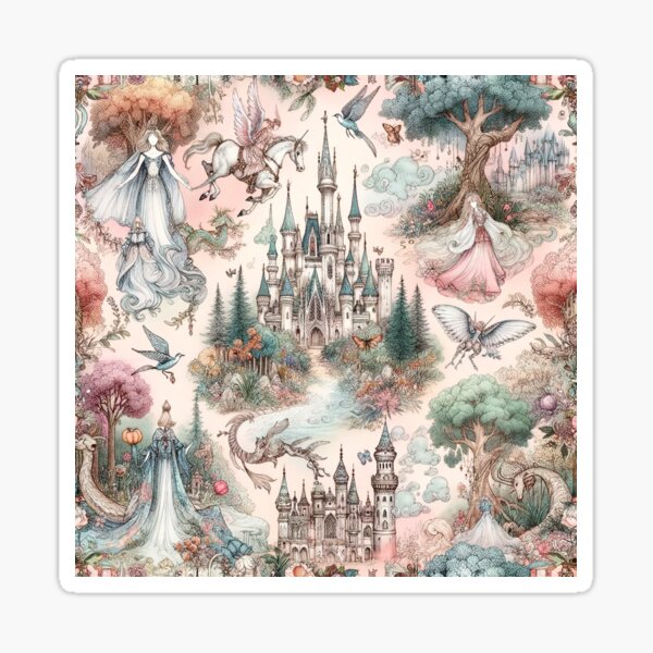 Item preview, Enchanting Fantasy Castle Pattern Design - Fairytale Art Print designed and sold by The-Library.
