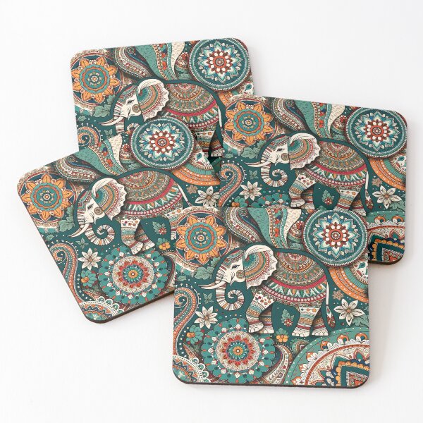 Item preview, Exquisite Indian Elephant Pattern Design - Ethnic Art Print designed and sold by The-Library.