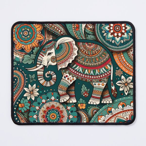 Item preview, Exquisite Indian Elephant Pattern Design - Ethnic Art Print designed and sold by The-Library.