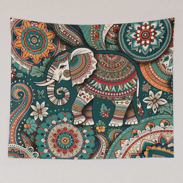 Item preview, Exquisite Indian Elephant Pattern Design - Ethnic Art Print designed and sold by The-Library.