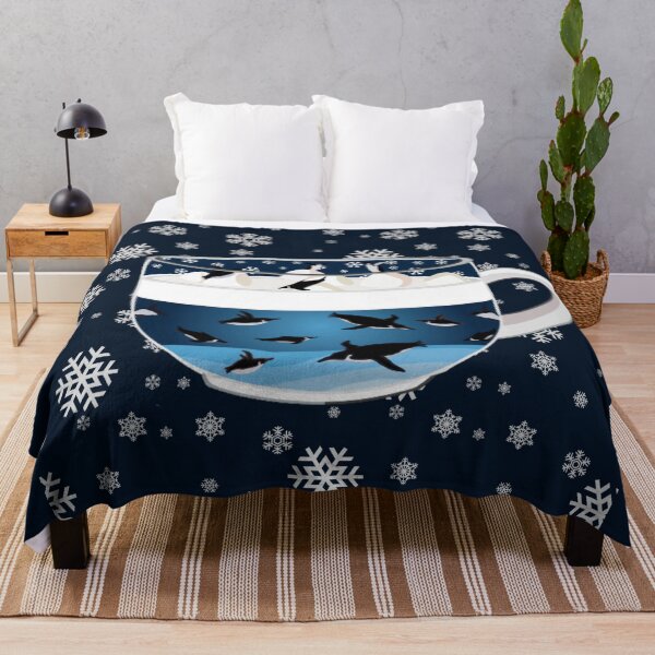 Item preview, Penguins Diving into Arctic Hot Chocolate (Falling Snowflakes) designed and sold by octopuscafe.