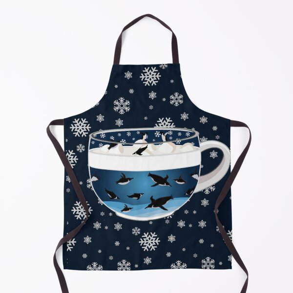 Item preview, Penguins Diving into Arctic Hot Chocolate (Falling Snowflakes) designed and sold by octopuscafe.