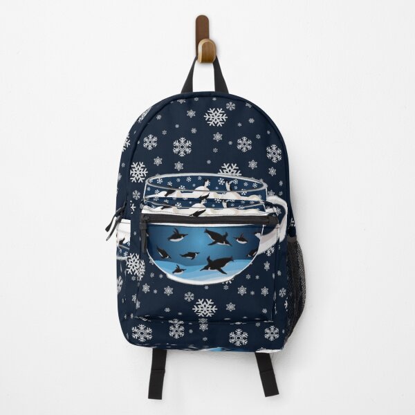 Item preview, Penguins Diving into Arctic Hot Chocolate (Falling Snowflakes) designed and sold by octopuscafe.