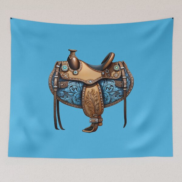 Item preview, Ornate Blue and Tan Horse Saddle Western Tack designed and sold by meganohm.