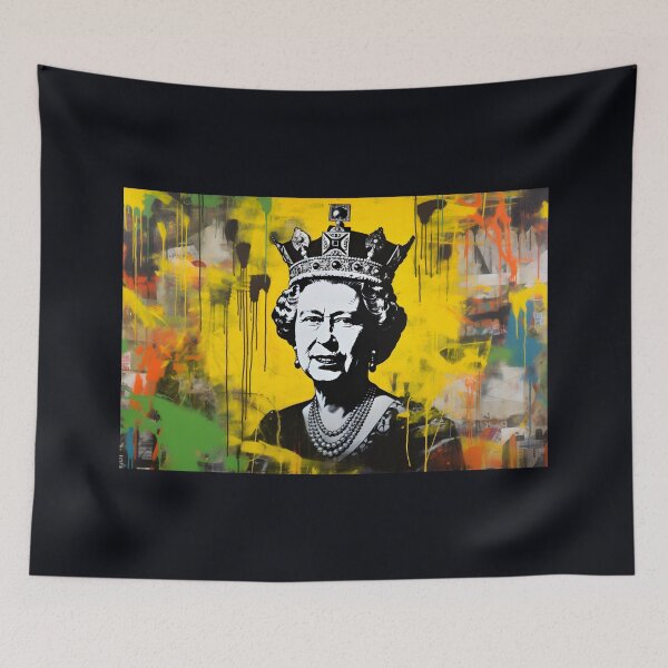 Item preview, Royal Narratives: Queen Elizabeth II in Monochrome Graffiti Diptychs AI Generated designed and sold by OlfactoART Studio.