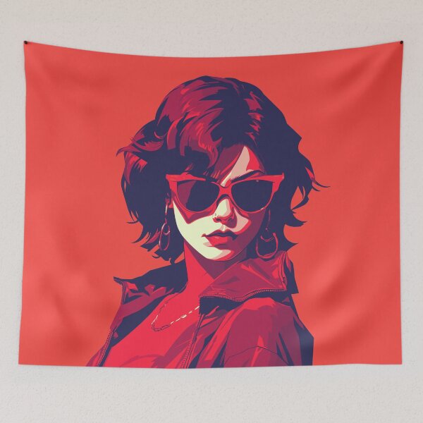 Item preview, Scarlet Allure: Sultry Woman in Vibrant red hues designed and sold by TrendyArtInk.