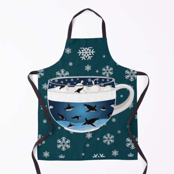 Item preview, Penguins Diving into Arctic Hot Chocolate (Falling Snowflakes) designed and sold by octopuscafe.
