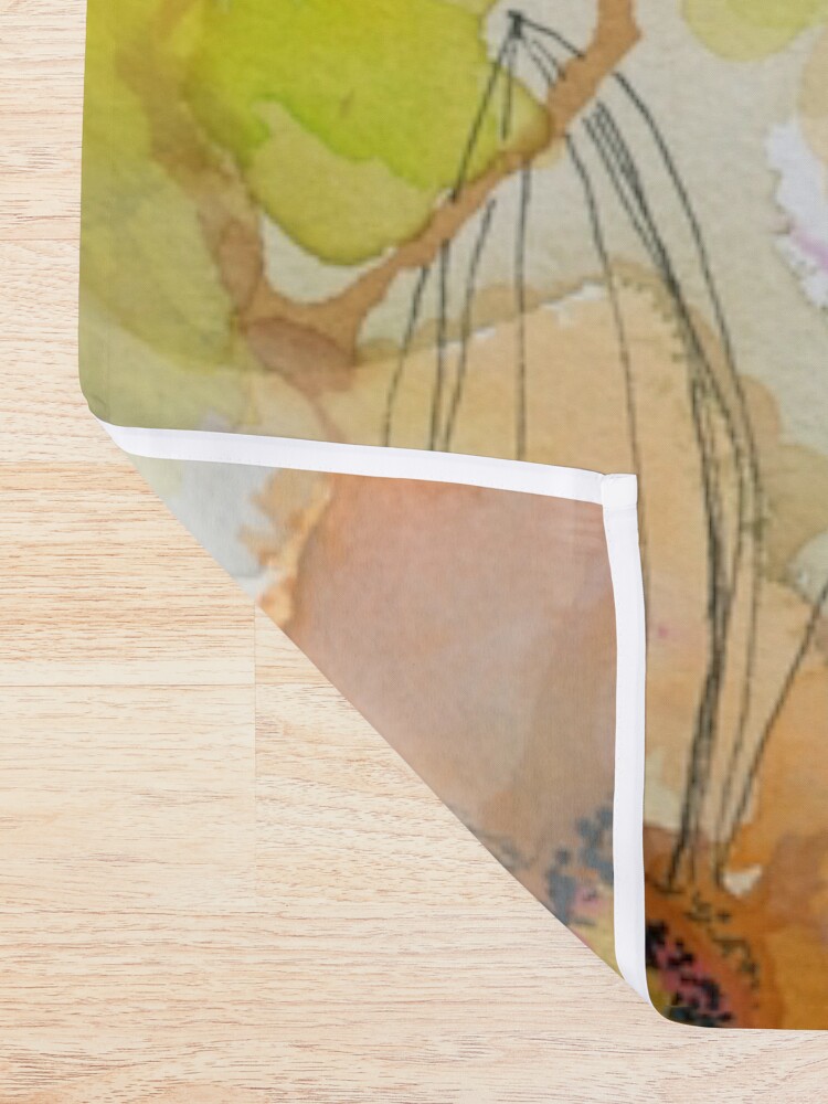 Thumbnail 2 of 5, Shower Curtain, Abstract watercolour with orange designed and sold by BirgitteB.