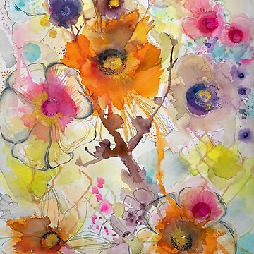 Artwork thumbnail, Abstract watercolour with orange by Birgitte Bjorholm