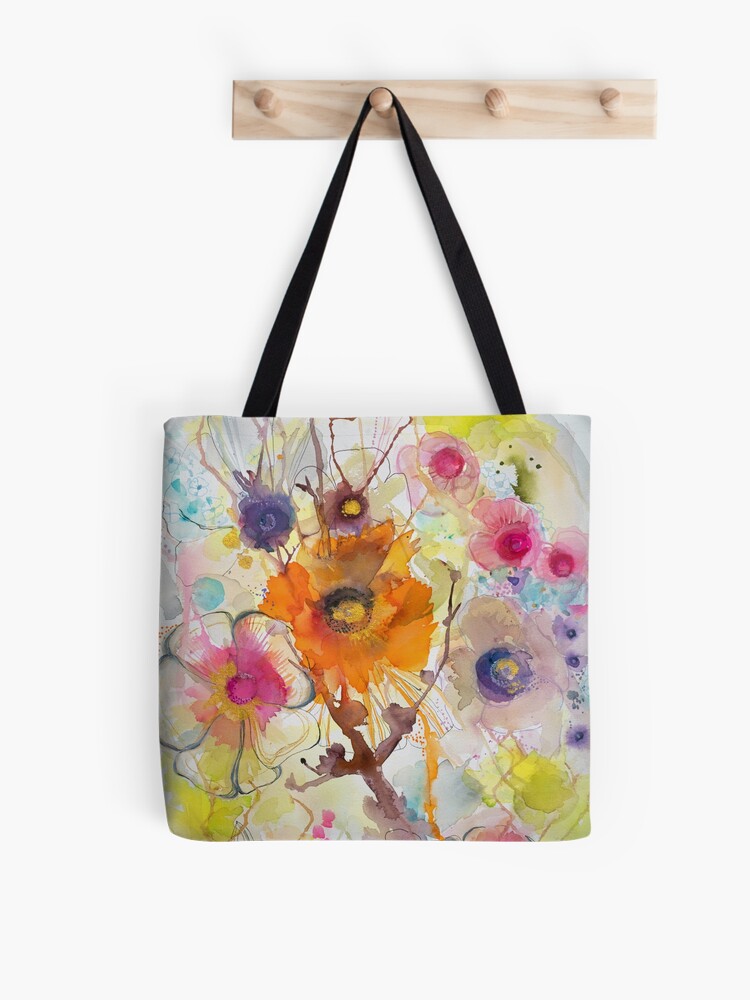 Thumbnail 1 of 2, Tote Bag, Abstract watercolour with orange designed and sold by BirgitteB.