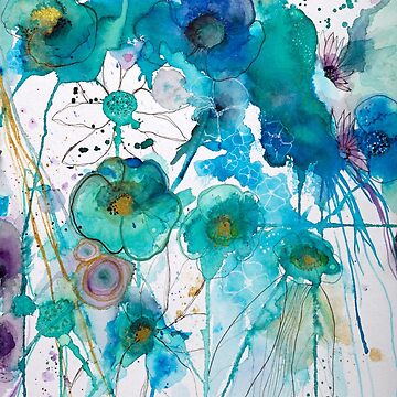 Artwork thumbnail, Abstract watercolour in blue by Birgitte Bjorholm