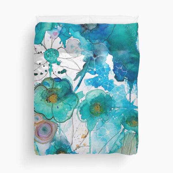 Abstract watercolour in blue Duvet Cover