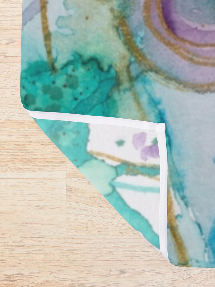 Thumbnail 2 of 5, Shower Curtain, Abstract watercolour in blue designed and sold by BirgitteB.