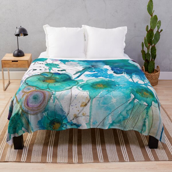 Abstract watercolour in blue Throw Blanket