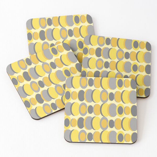 Item preview, Retro Abstract Art Circles Yellow Gray designed and sold by thepixelgarden.