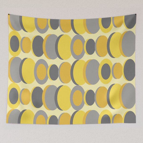 Item preview, Retro Abstract Art Circles Yellow Gray designed and sold by thepixelgarden.