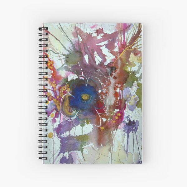 Abstract watercolour with blue flower Spiral Notebook
