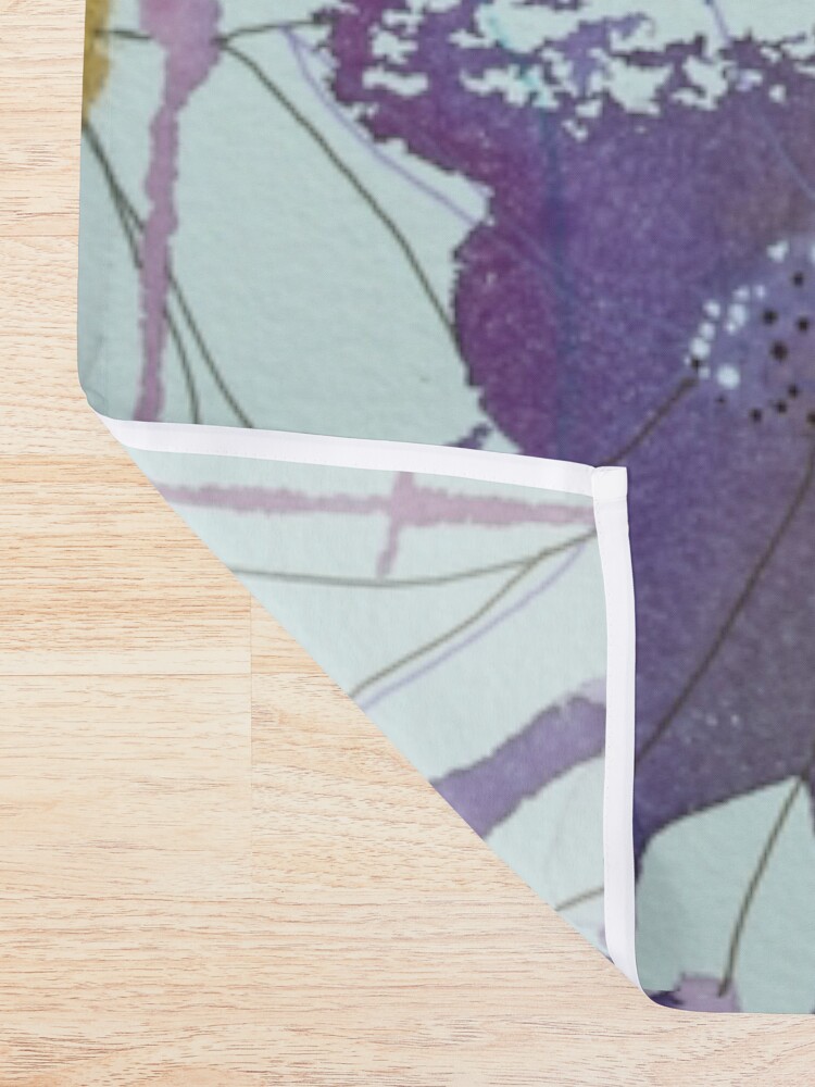 Thumbnail 2 of 5, Shower Curtain, Abstract watercolour with blue flower designed and sold by BirgitteB.