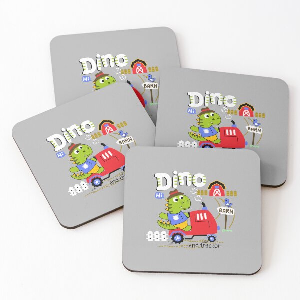Item preview, cartoon dinosaur driving tractor, cute dinosaur driving tractor, dinosaur on tractor designed and sold by GreyStanzione1.