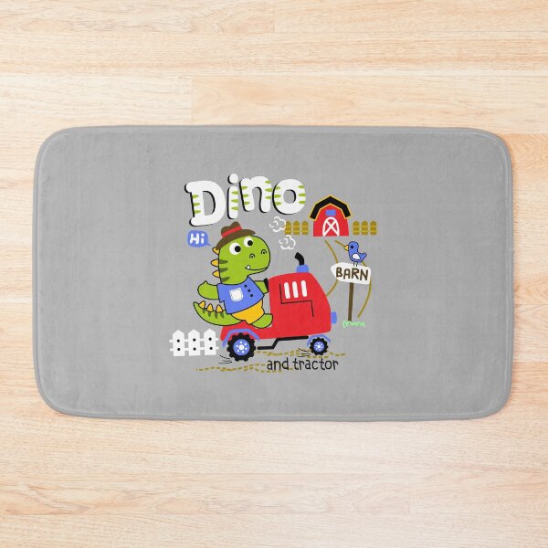 Item preview, cartoon dinosaur driving tractor, cute dinosaur driving tractor, dinosaur on tractor designed and sold by GreyStanzione1.