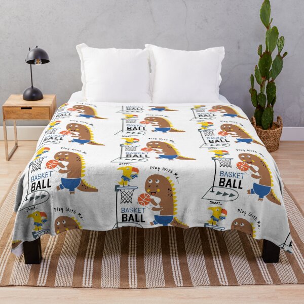 Item preview, dinosaur playing basketball with bird, cartoon dinosaur playing basketball, funny time dinosaur playing football designed and sold by GreyStanzione1.
