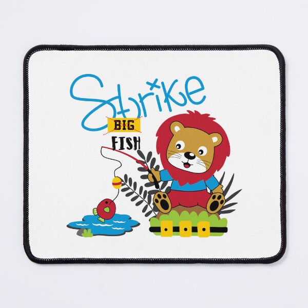 Item preview, cartoon lion fisherman character, cartoon lion go fishing, lion fisherman designed and sold by GreyStanzione1.