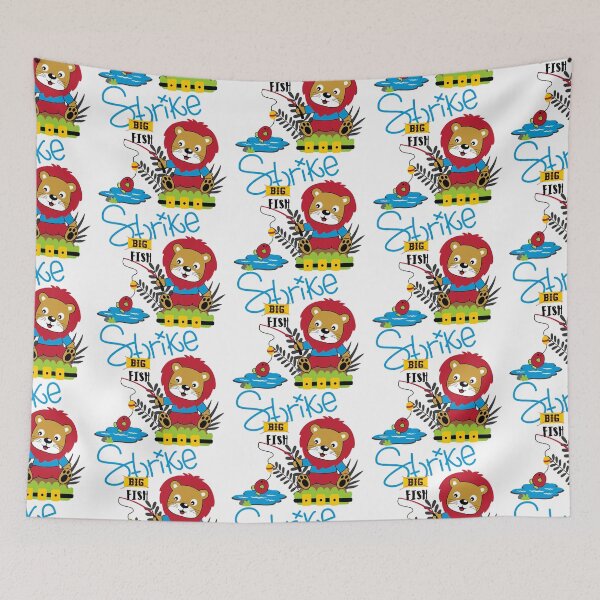 Item preview, cartoon lion fisherman character, cartoon lion go fishing, lion fisherman designed and sold by GreyStanzione1.