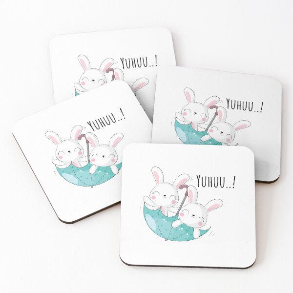 Item preview, cute bunnies in upside down umbrella, happy rabbit with umbrella, happy bunnies playing with umbrella designed and sold by GreyStanzione1.
