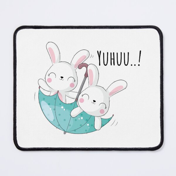 Item preview, cute bunnies in upside down umbrella, happy rabbit with umbrella, happy bunnies playing with umbrella designed and sold by GreyStanzione1.