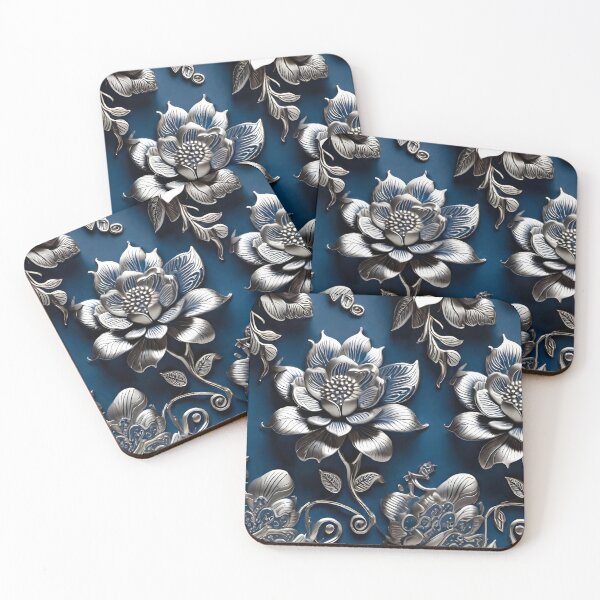 Item preview, Silver Roses Flower Pattern designed and sold by ShePrompts.