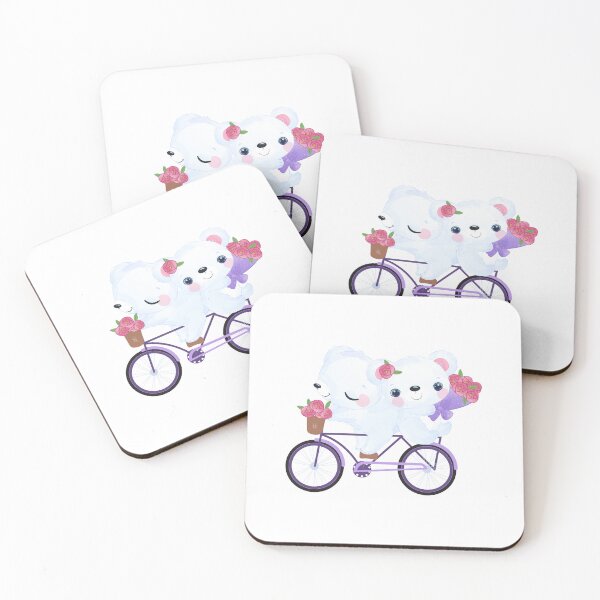 Item preview, couple white bear on purple bike, romantic couple bear on bike, 2 white bears on bike designed and sold by GreyStanzione1.