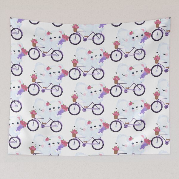 Item preview, couple white bear on purple bike, romantic couple bear on bike, 2 white bears on bike designed and sold by GreyStanzione1.