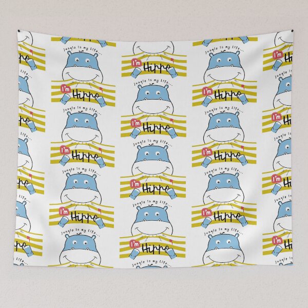 Item preview, funny hippo portrait, cute hippo portrait, cute cartoon hippo  designed and sold by GreyStanzione1.