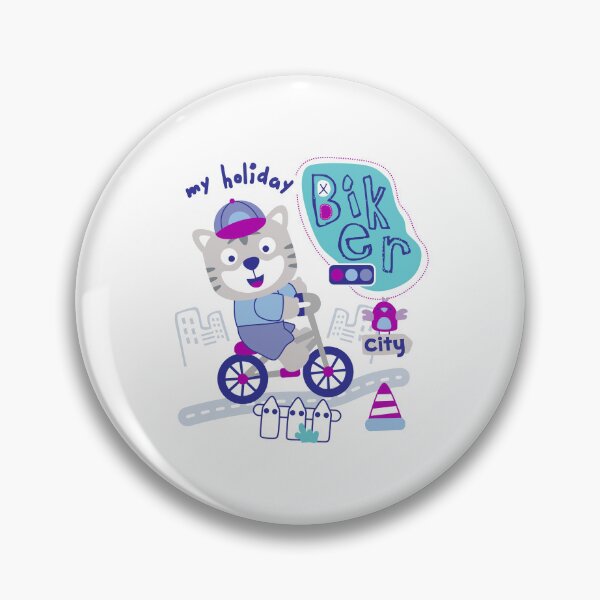 Item preview, cute cat biker, cute cat riding on bike, cartoon cat rider designed and sold by GreyStanzione1.